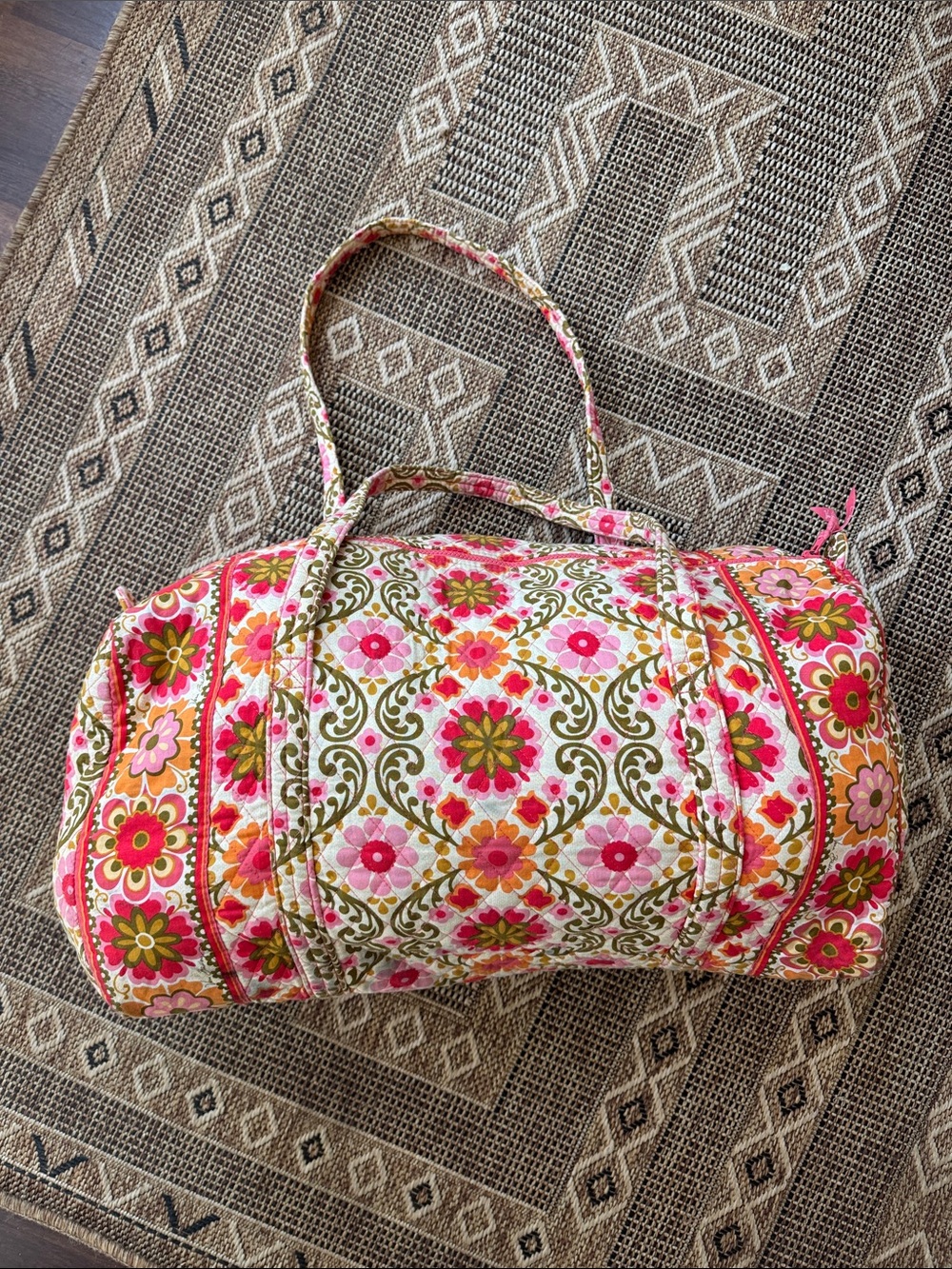 VERA BRADLEY Large Duffle Quilted Weekender Bag Retired “Folkloric” Floral Print